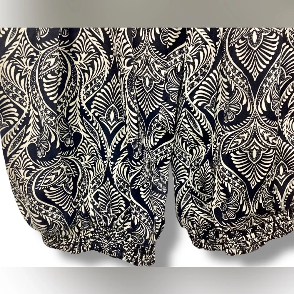 Anthropologie Zadie Black Printed button Jumpsuit Flutter sleeve Pockets - Picture 7 of 12